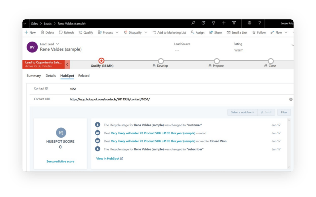 HubSpot for Dynamics 365