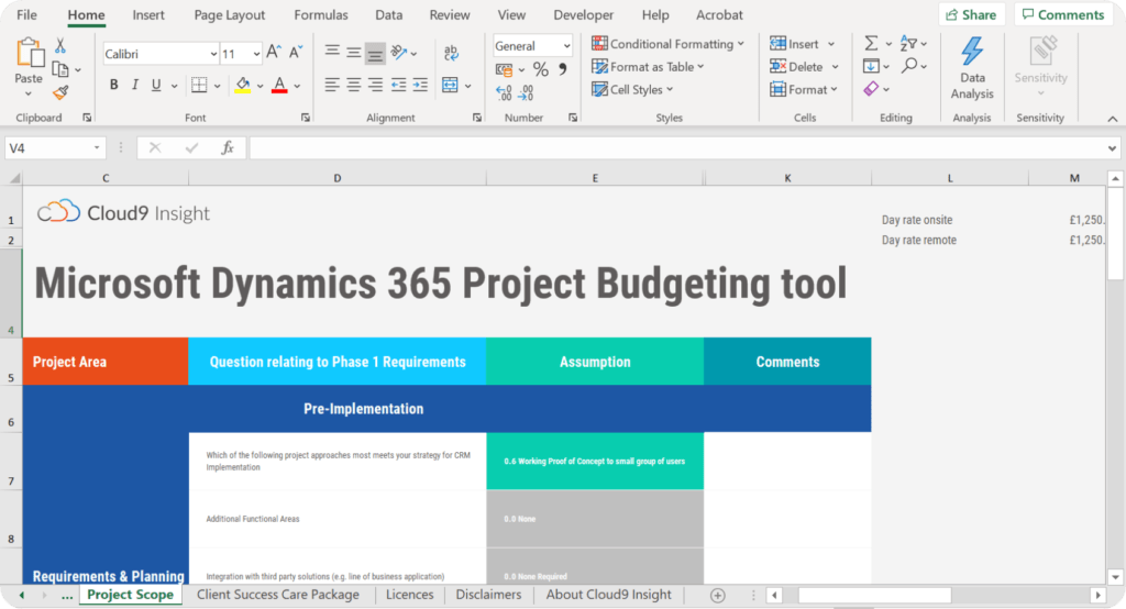 Cloud9 Insight Smart Budgeting Tool - Excel Cloud9 Insight Smart Budgeting Tool - Excel