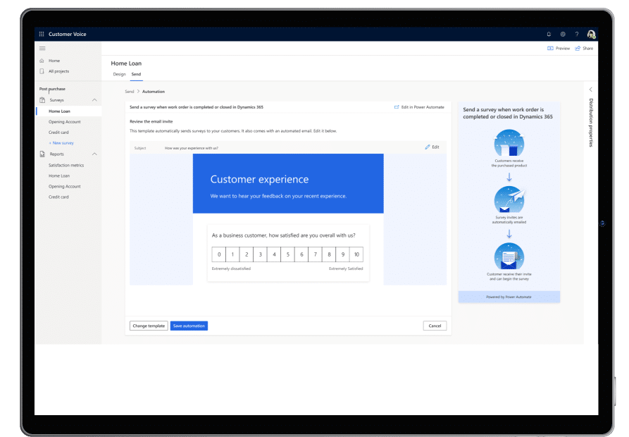 Dynamics 365 for Customer Voice screen