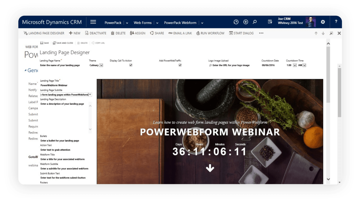 PowerWebForm screen