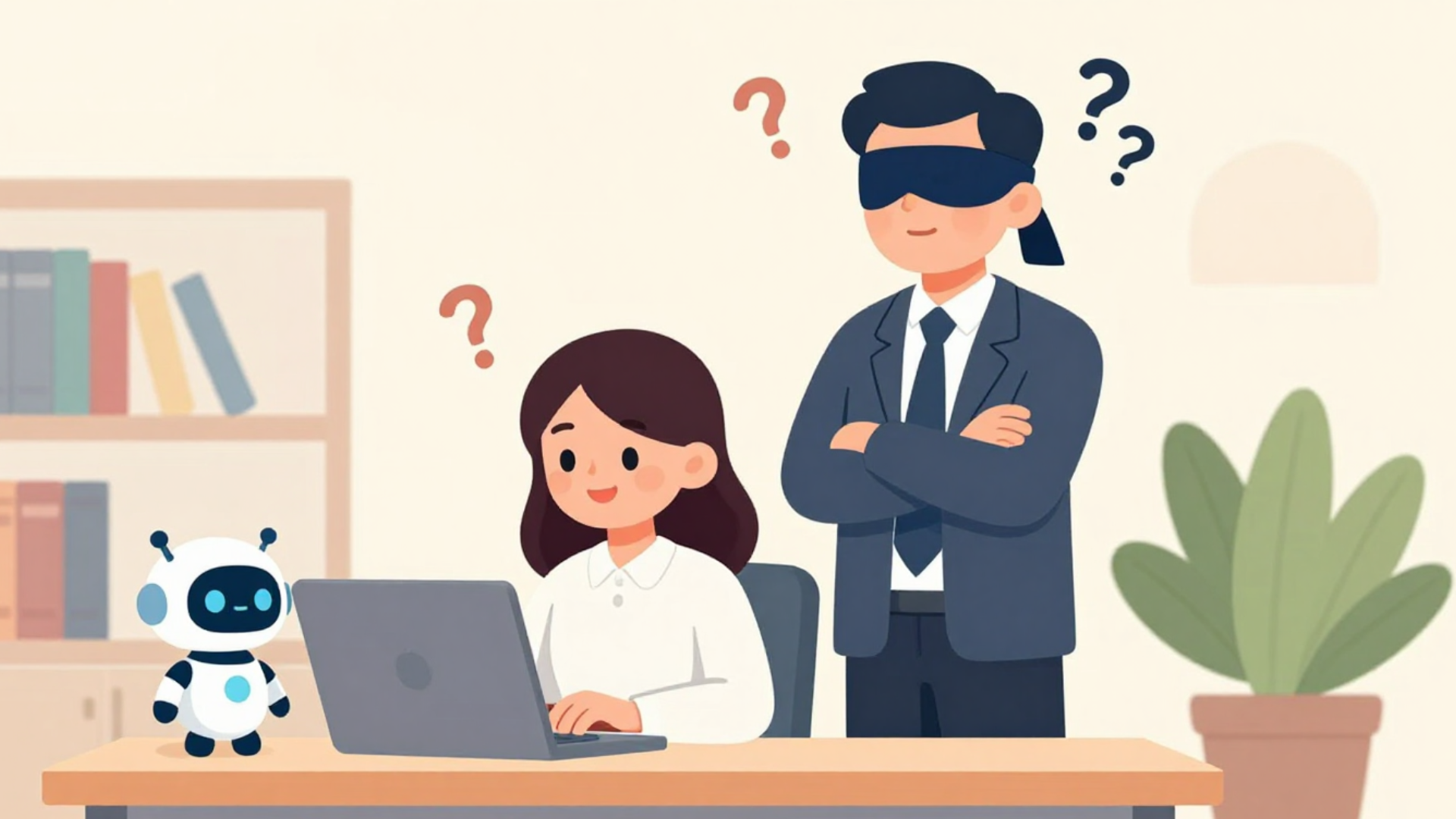 cartoon of employee using AI without senior leadership permission