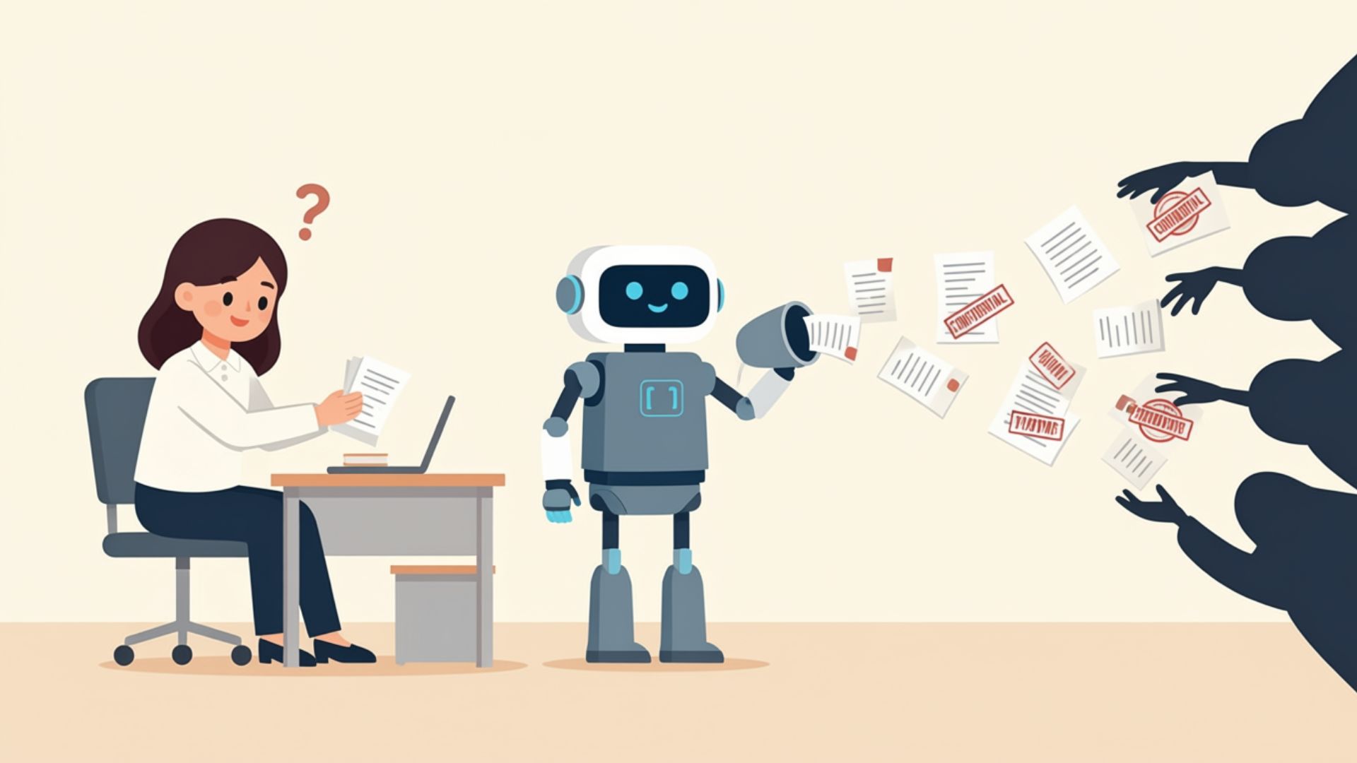 Shadow AI employee feeding confidential documents in AI and the data being leaked