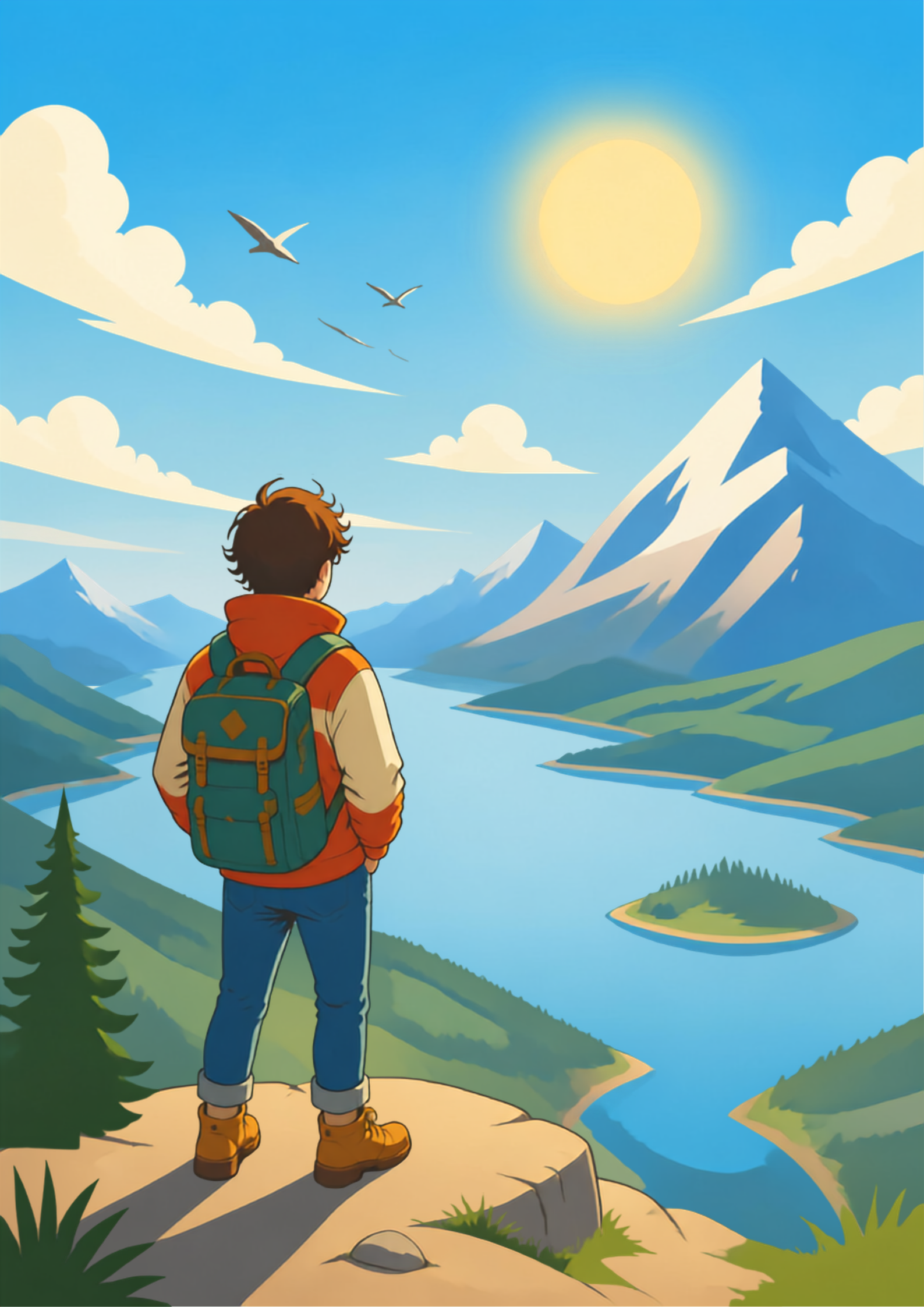 Cartoon scenic view Cartoon scenic view