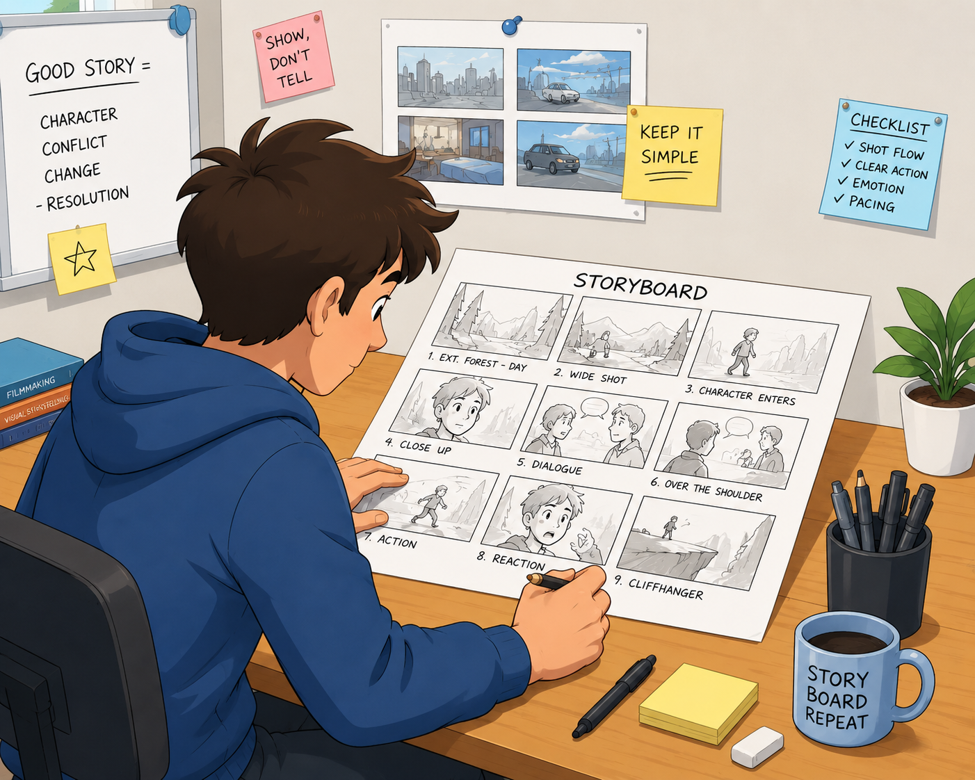 ChatGPT Image Aug 12, 2026, 03_05_48 PM cartoon person creating a storyboard