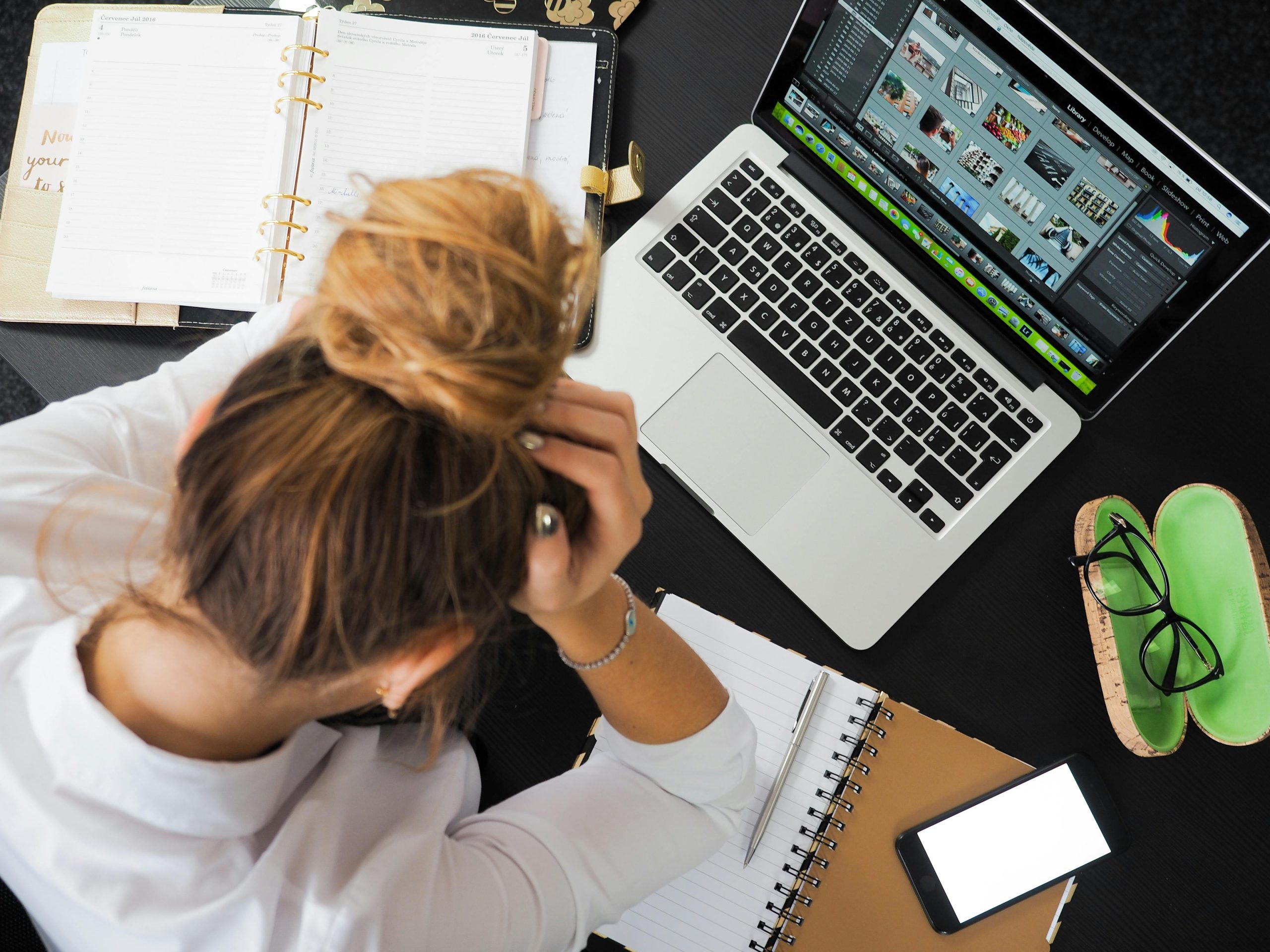 frustrated woman at laptop