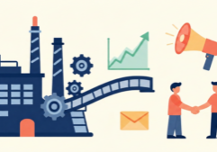 cartoon design of marketing for manufacturing